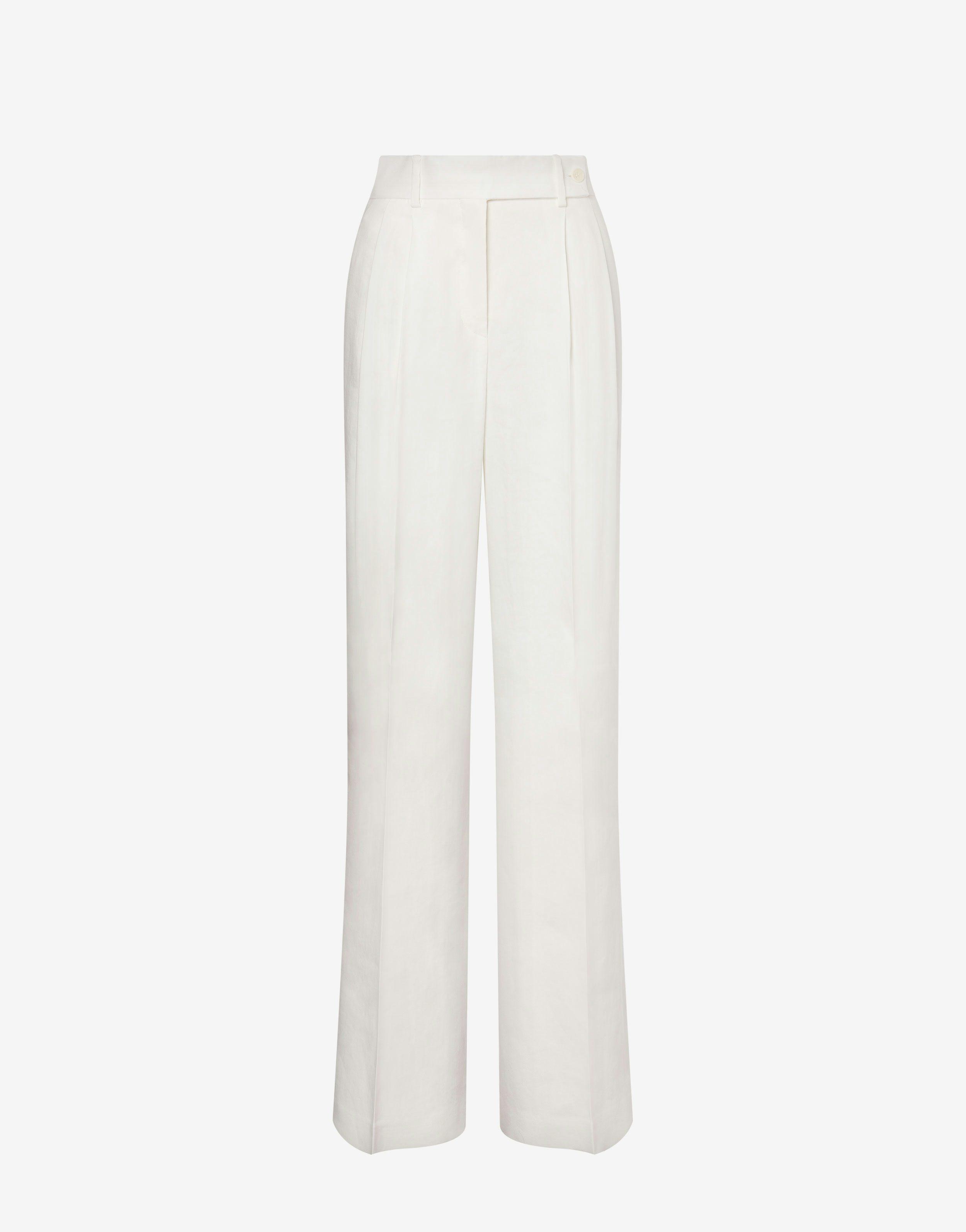 Stretch viscose linen trousers with pleats Product Image