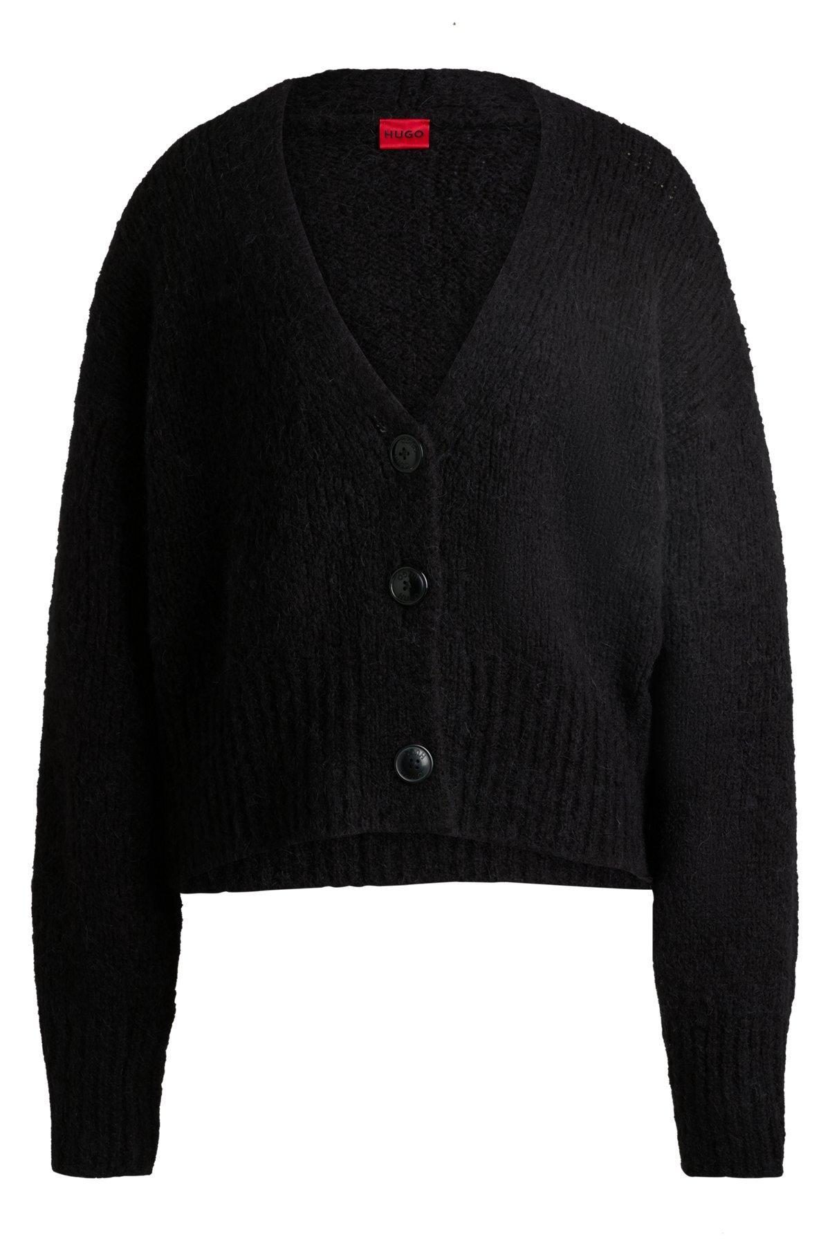 Oversize-fit cardigan with V neckline and cropped length Product Image