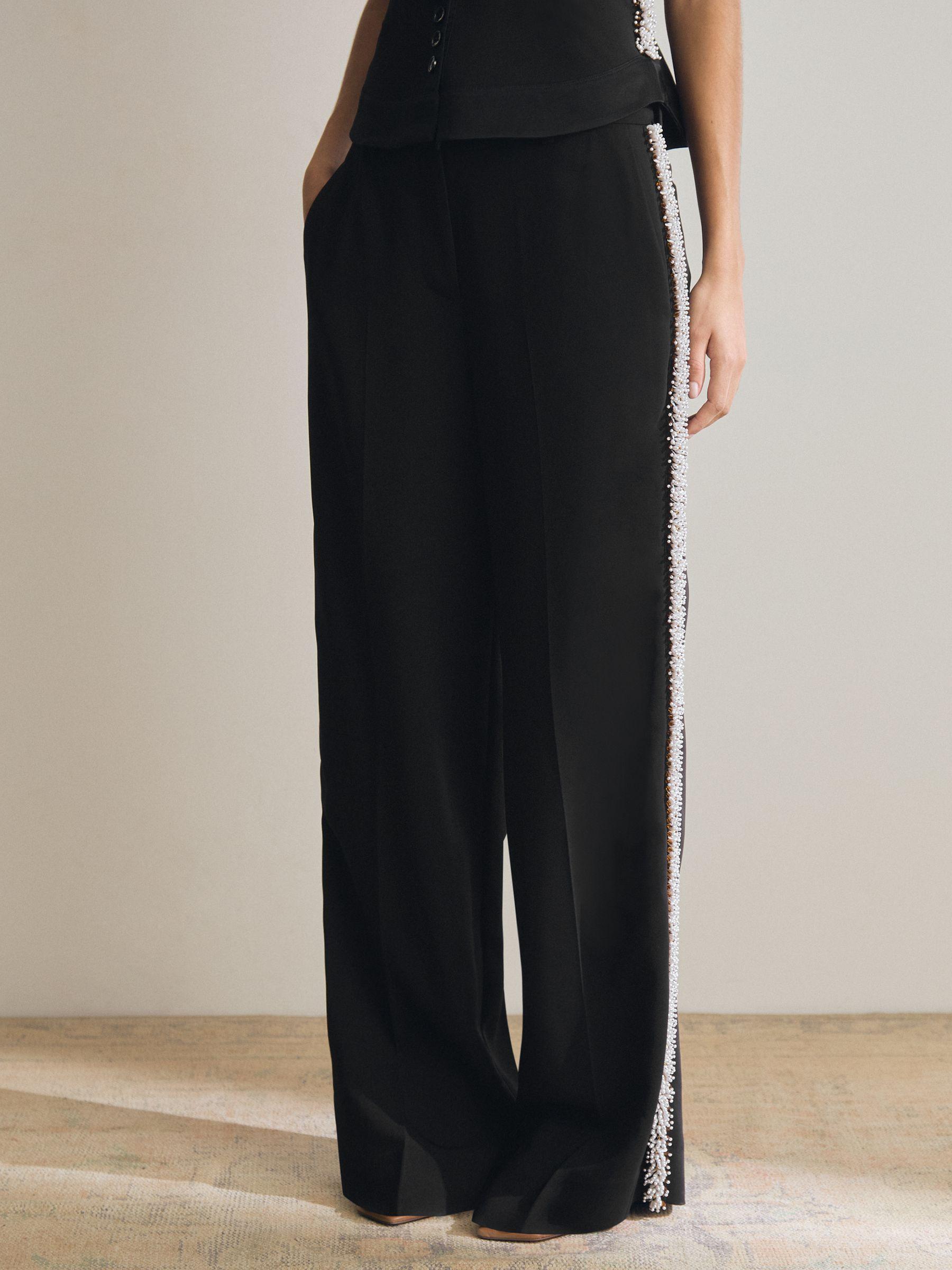 Atelier Embellished Wide-Leg Trousers in Black Product Image