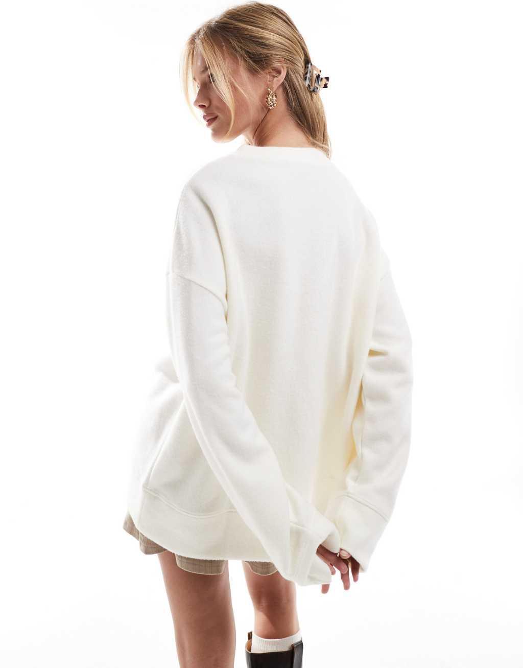 ASOS DESIGN supersoft oversized henley sweater in winter white Product Image