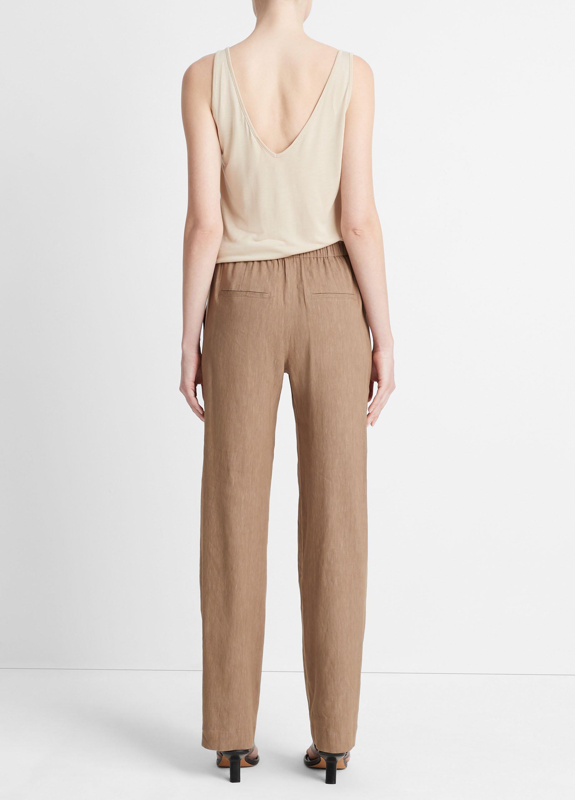 Linen-Blend High-Waist Pull-On Pant Product Image