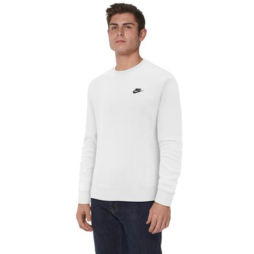 Men's Nike Club Fleece Crew, Size: Large, White Black Product Image