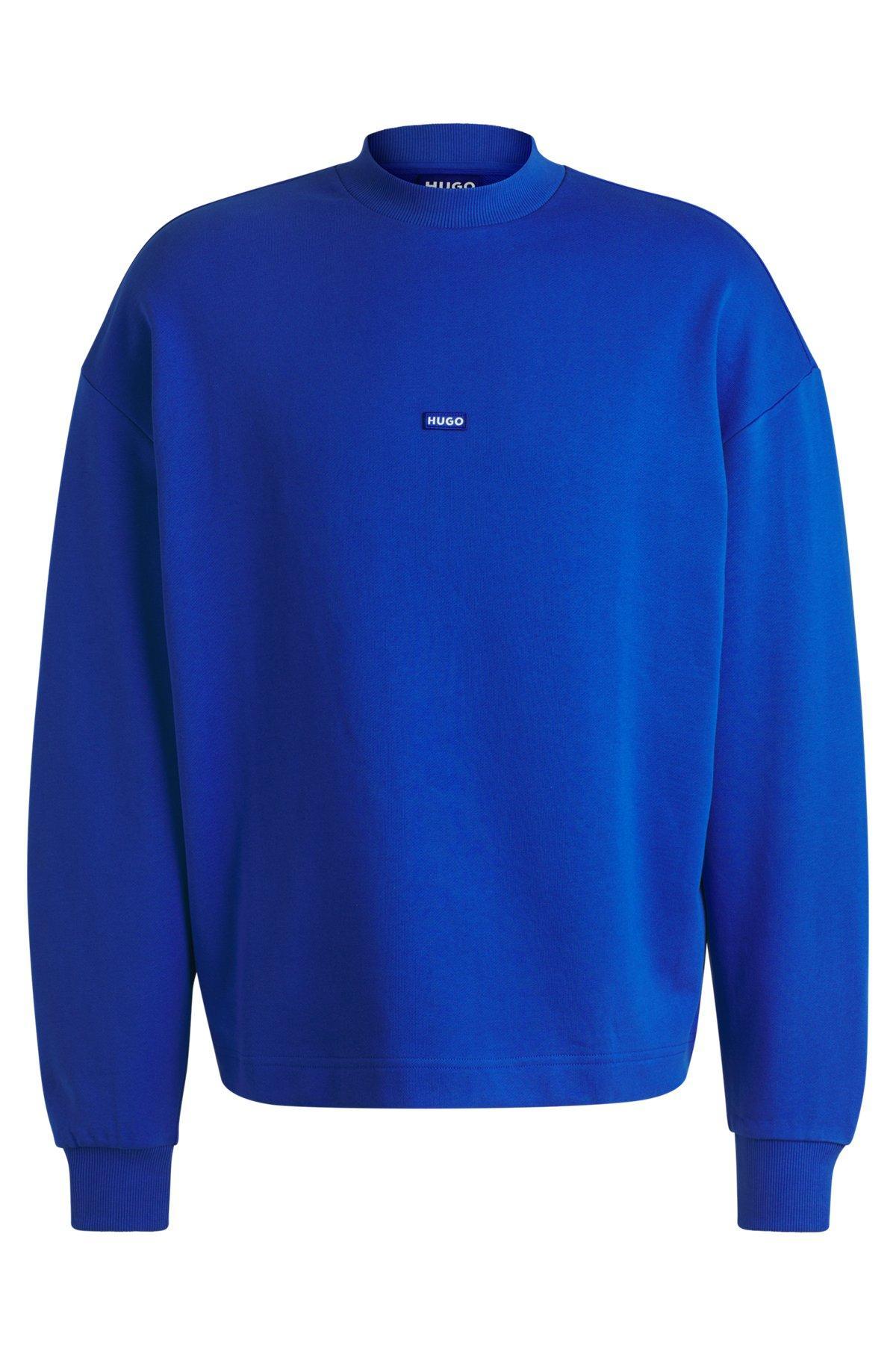 Cotton-terry sweatshirt with blue logo patch Product Image