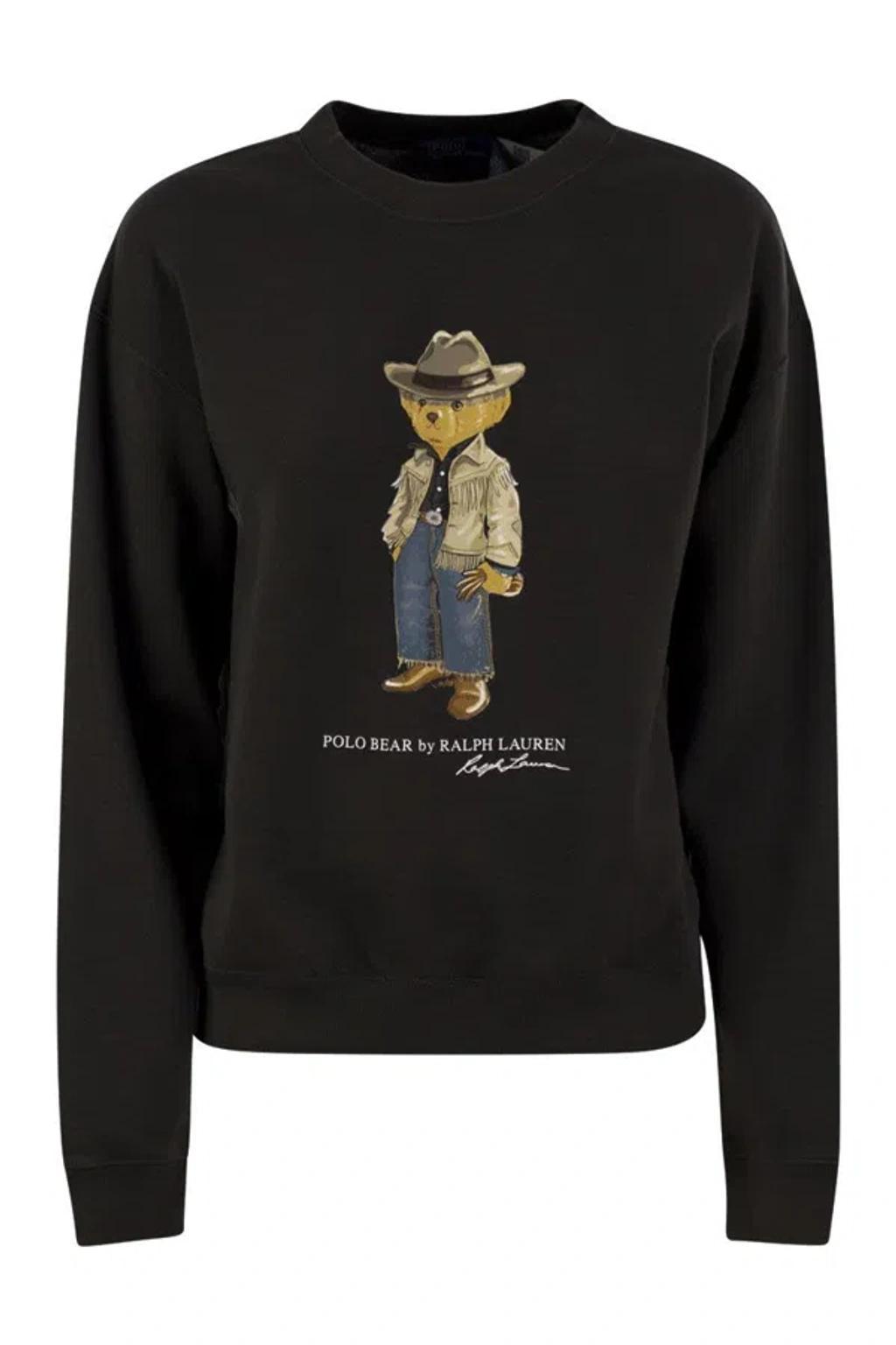 POLO RALPH LAUREN Polo Bear Print Crewneck Sweatshirt In Black Product Image