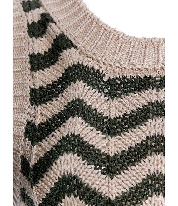 Agua Bendita Emory Chevron Knit Round Neck Coordinating Sleeveless Crop Top Product Image