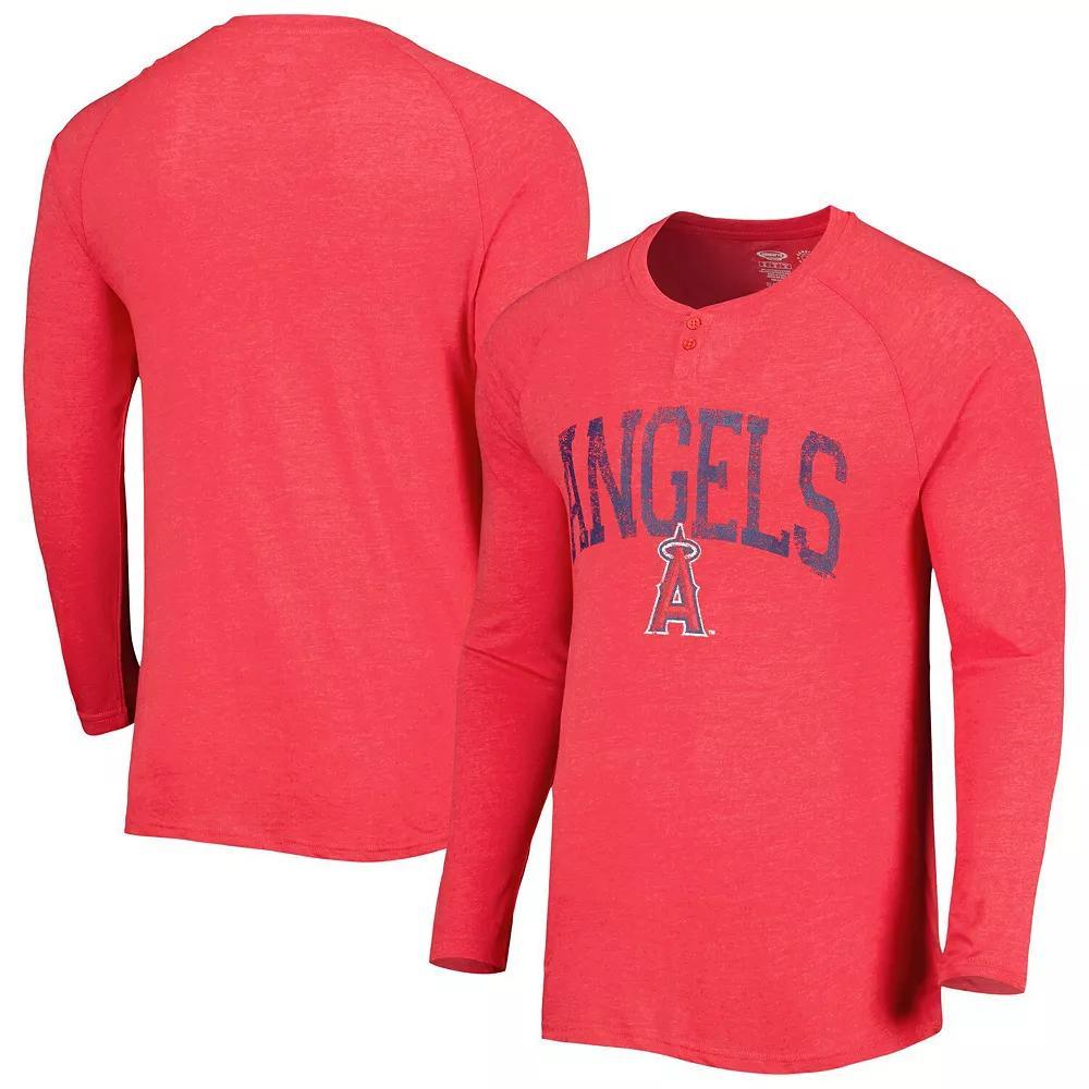 Men's Concepts Sport Red Los Angeles Angels Inertia Raglan Long Sleeve Henley T-Shirt,  Product Image