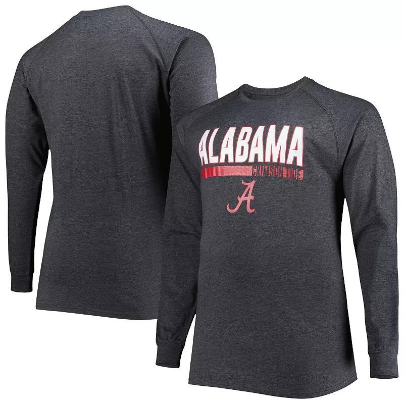 Mens Heather Gray Alabama Crimson Tide Big & Tall Two-Hit Long Sleeve T-Shirt Product Image