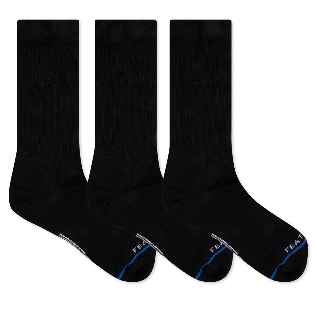 Tonal Script Crew Sock - Black Product Image