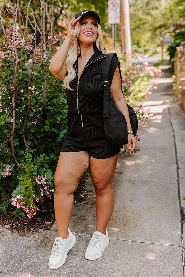 Coffee Run Cutie Romper in Black Curves Product Image