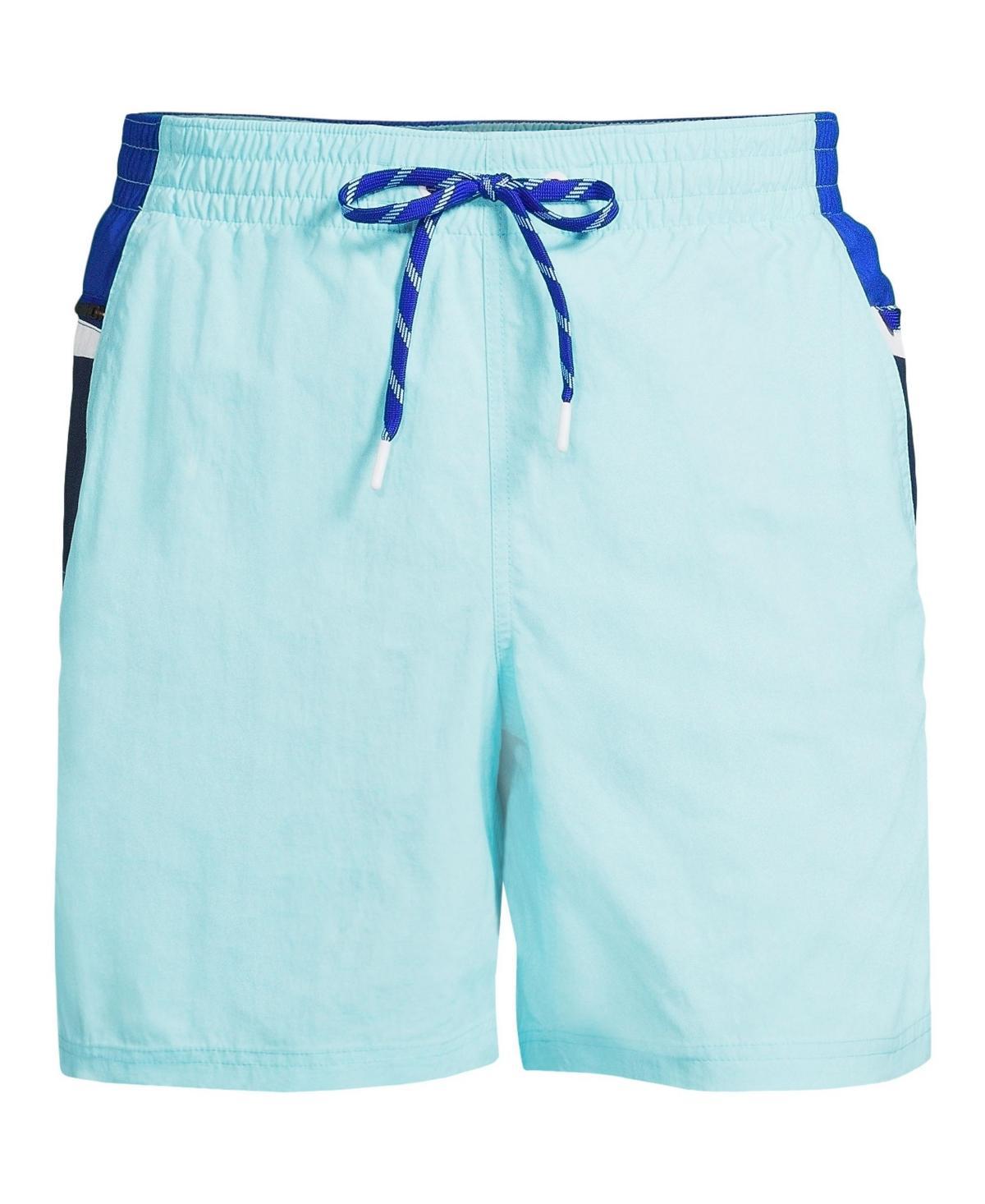 Mens Lands End 7-in. Volley Swim Trunks Lime Green Colorblock Product Image