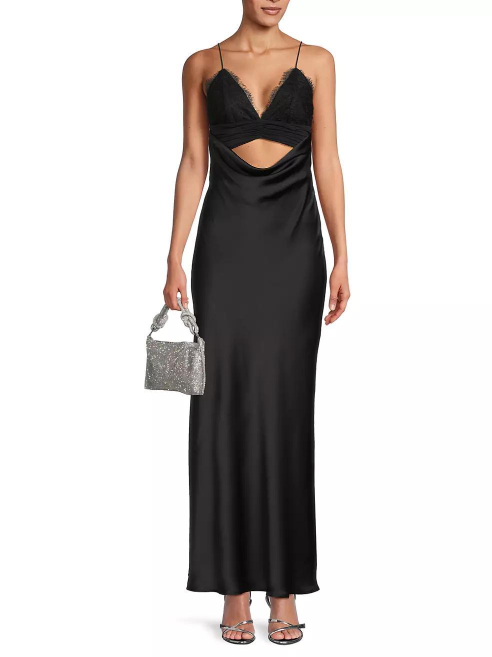 Maxxy Satin Slip Cut-Out Maxi Dress Product Image