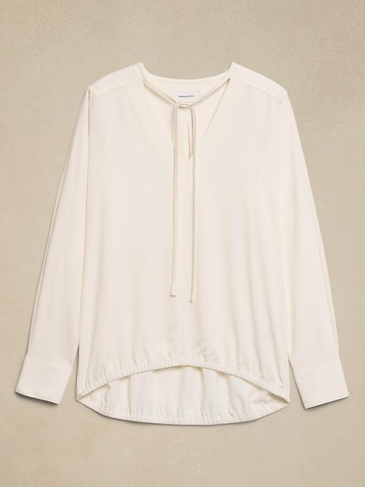 Bubble Hem V-Neck Blouse Product Image