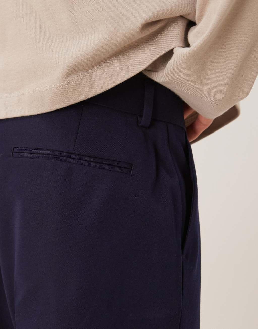 ASOS DESIGN smart oversized tapered pants in navy Product Image