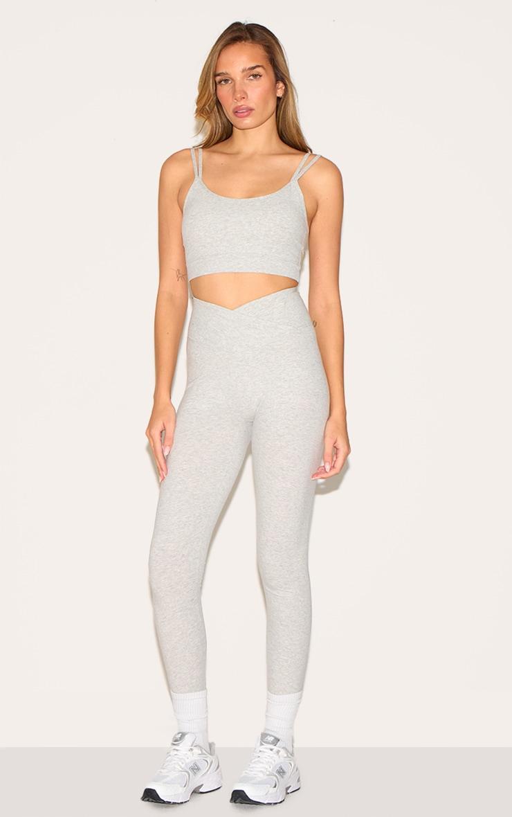Ash Grey Sculpt Wrap Waist Gym Leggings Product Image
