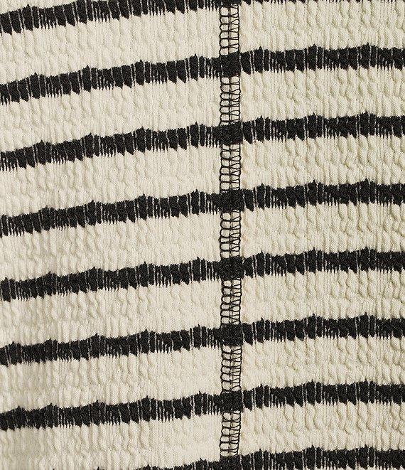 Moa Moa Striped V-Neck Short Sleeve Top Product Image