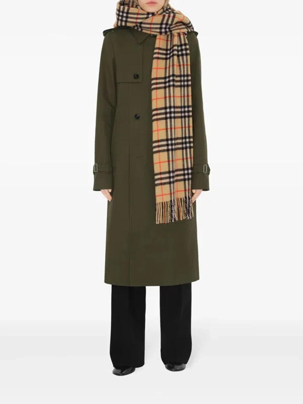 BURBERRY Cashmere Check Hooded Scarf In Brown Product Image