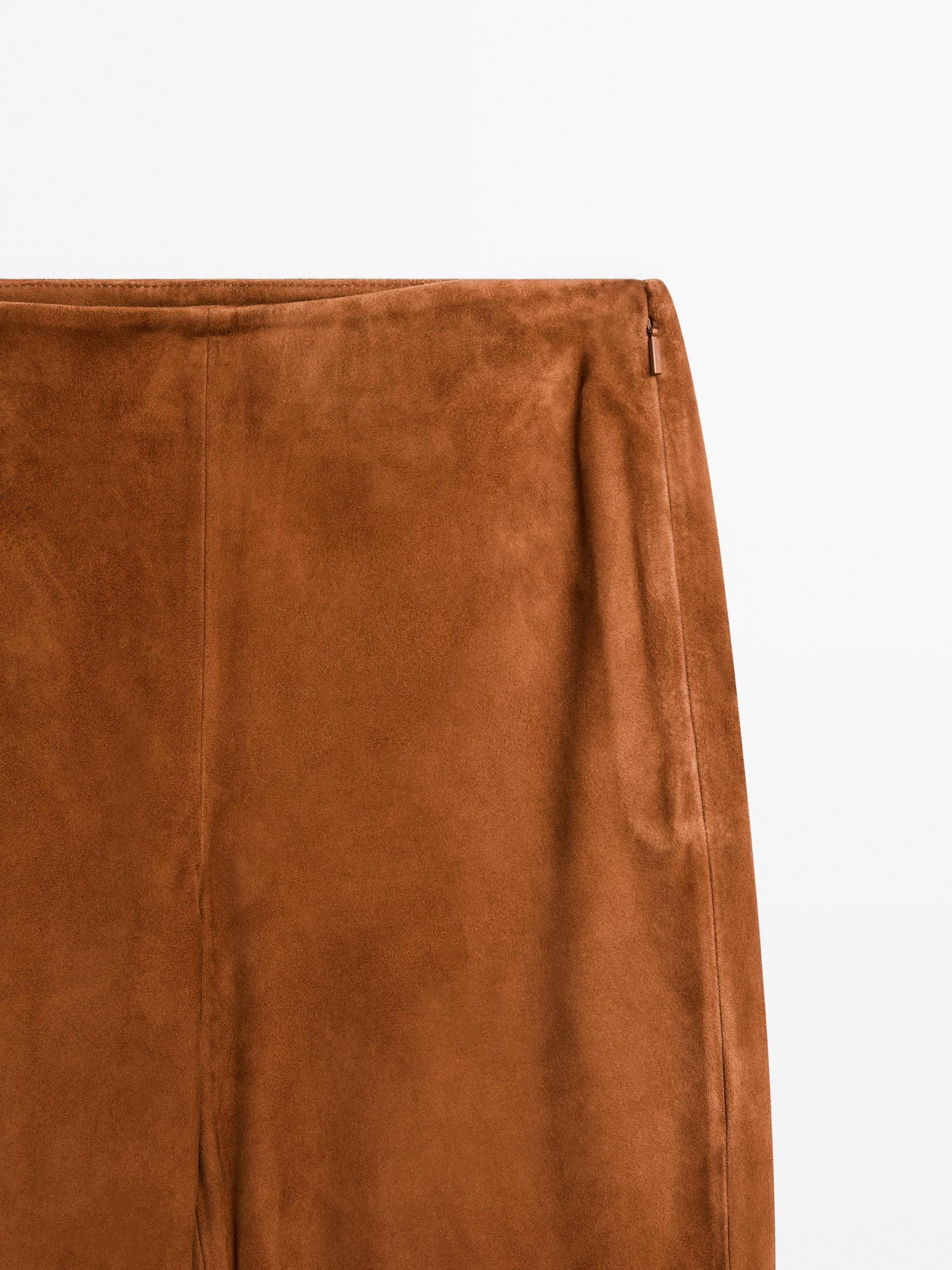 Flared suede leather trousers Product Image