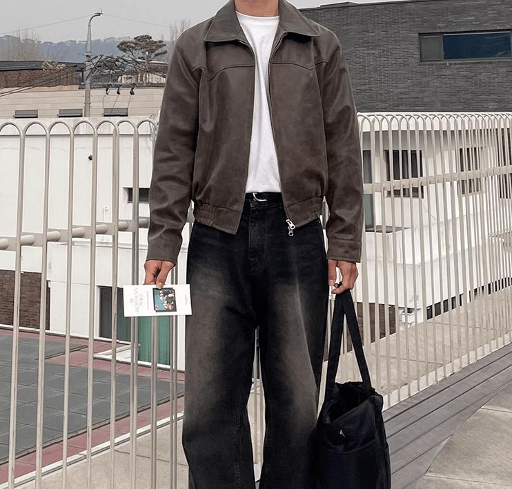 RT No. 11274 OLD BROWN RODEO LEATHER ZIP-UP JK Product Image