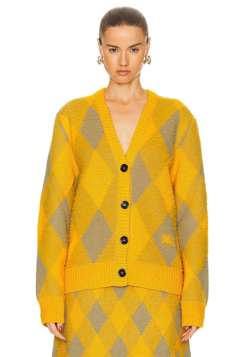 Burberry Long Sleeve Cardigan in Yellow Product Image