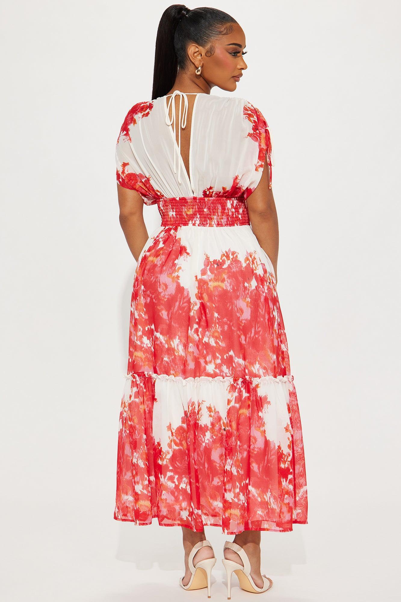 Jessica Floral Maxi Dress - Red/combo Product Image