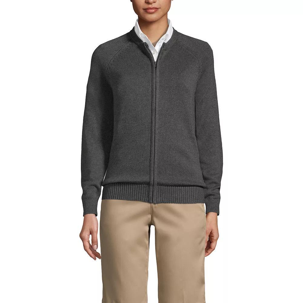 Women's Lands' End School Uniform Zipper-Front Cardigan Sweater,  Product Image