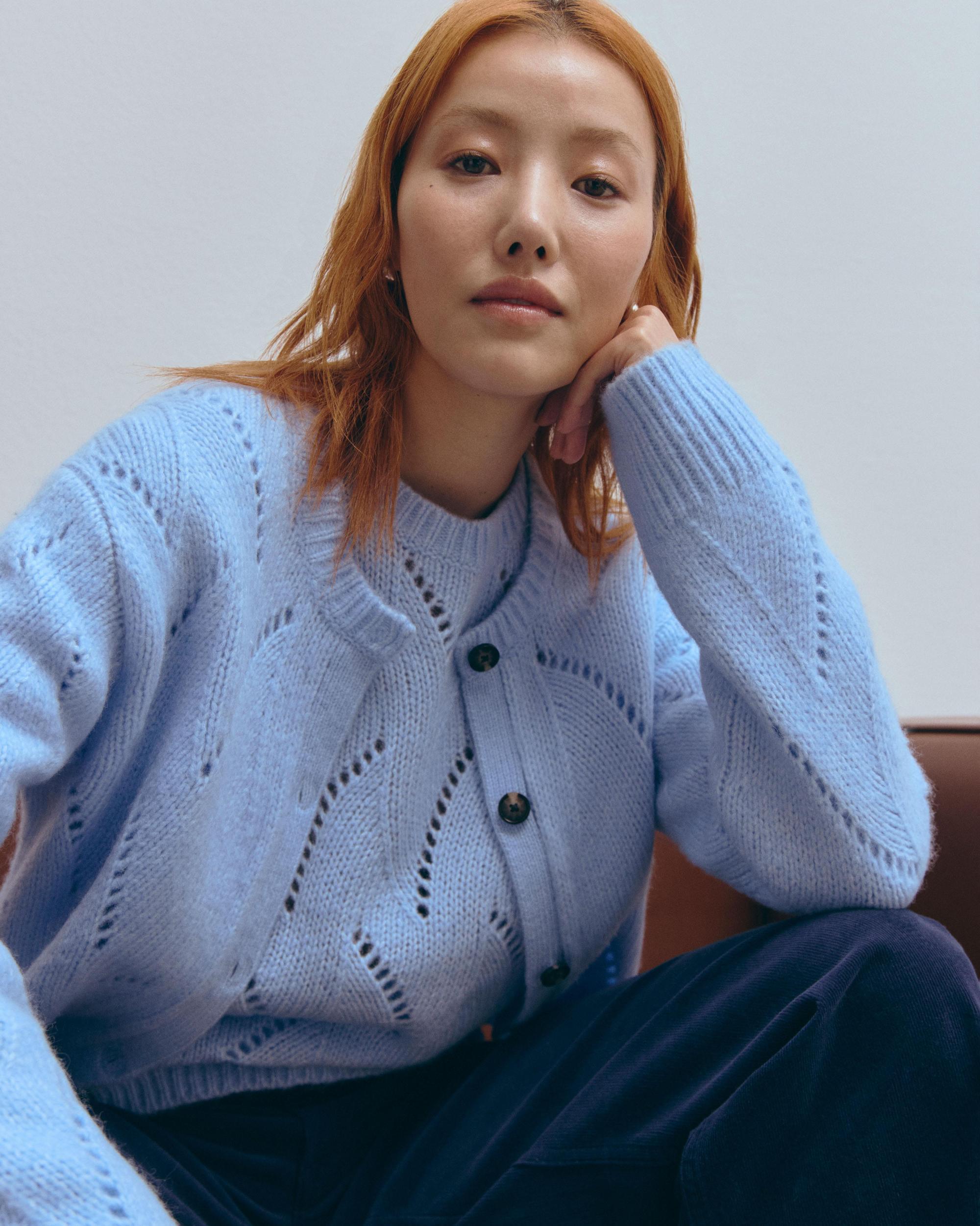 Womens Pointelle Cardigan in Cloud by Everlane Product Image