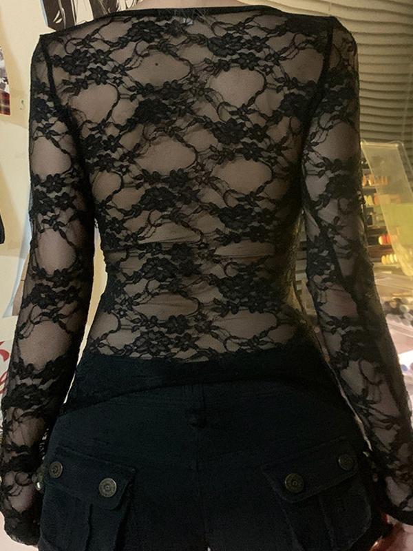 Lace Stitching Long Sleeve Tee Product Image