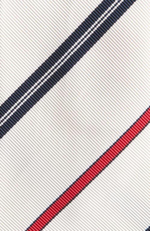 THOM BROWNE Classic Stripe Silk Cotton Tie In Red/blue/white Product Image