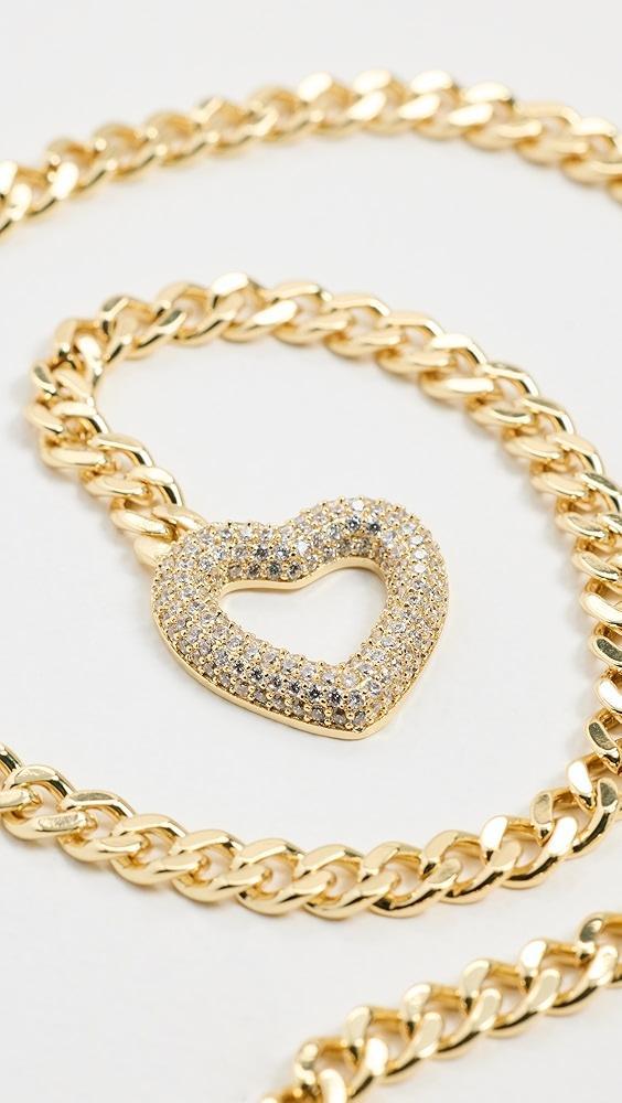 By Adina Eden Pave Heart Toggle Cuban Link Necklace | Shopbop Product Image