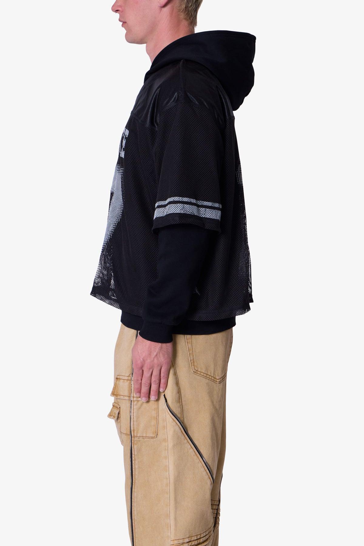 Layered Jersey Hoodie - Black Product Image