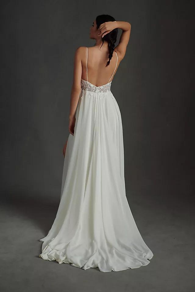 Jenny by Jenny Yoo Kelsey Chiffon & Lace V-Neck A-Line Wedding Gown Product Image