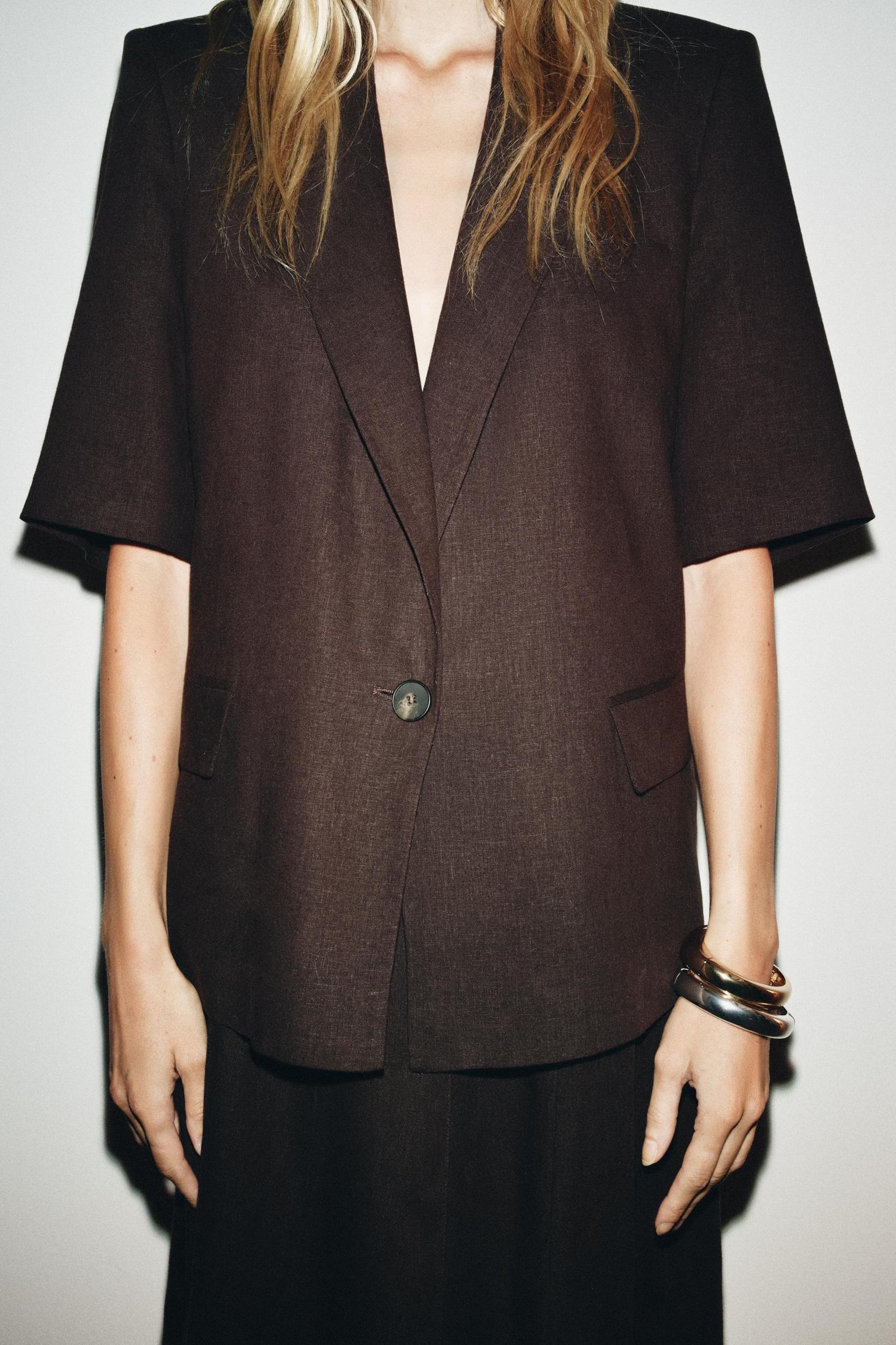 SHORT SLEEVE LINEN BLAZER Product Image