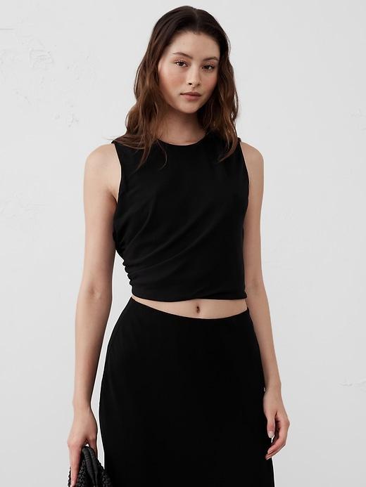 High-Neck Shirred Cropped Top Product Image