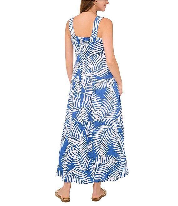 Vince Camuto Tropical Palm Print Square Neck Sleeveless Maxi Shift Dress Product Image