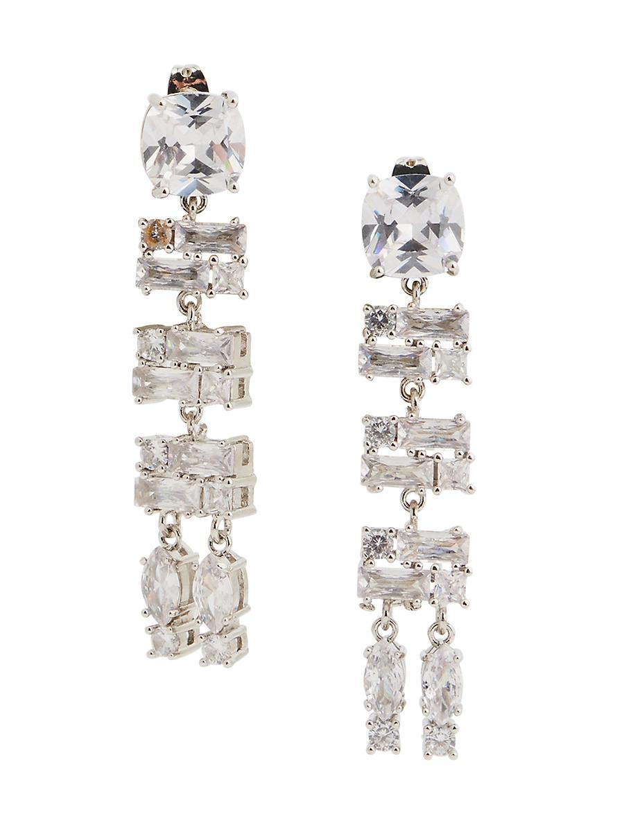 Womens Silvertone & Cubic Zirconia Drop Earrings Product Image