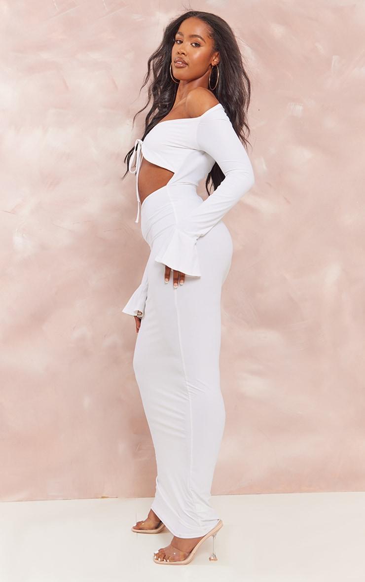 Shape White Slinky Cut Out Detail Long Sleeve Maxi Dress Product Image