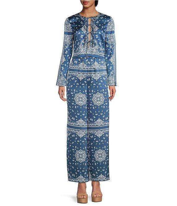 Gianni Bini Coordinating Josie Tie Front Long Sleeve Blouse Product Image