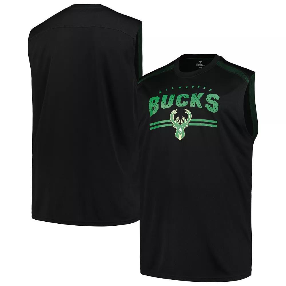Men's Fanatics Black Milwaukee Bucks Big & Tall Birdseye Muscle Tank Top,  Product Image