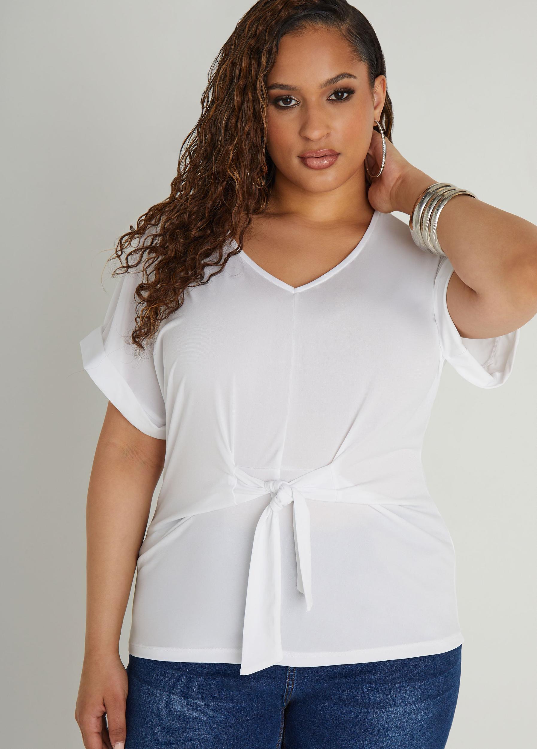 Tie Front Stretch Knit Top Product Image