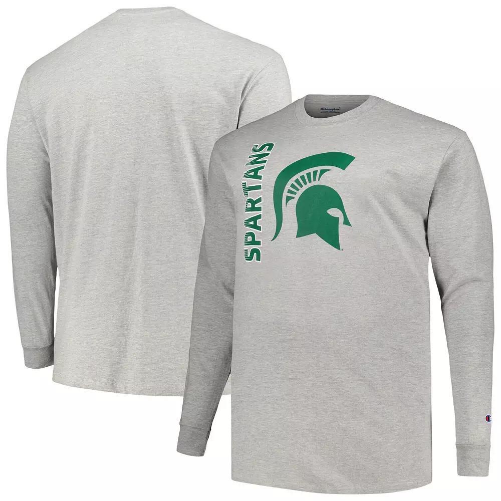 Men's Champion Heather Gray Michigan State Spartans Big & Tall Mascot Long Sleeve T-Shirt,  Product Image