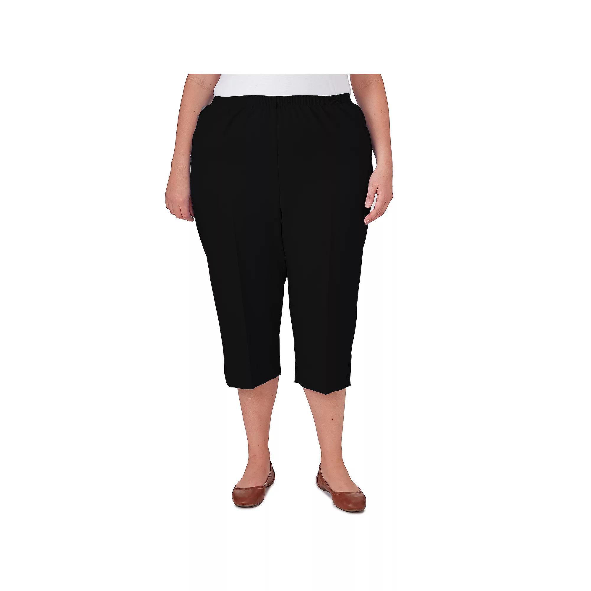 Plus Size Alfred Dunner Button Hem Capri Pant, Women's, Size: 24 W, Black Product Image