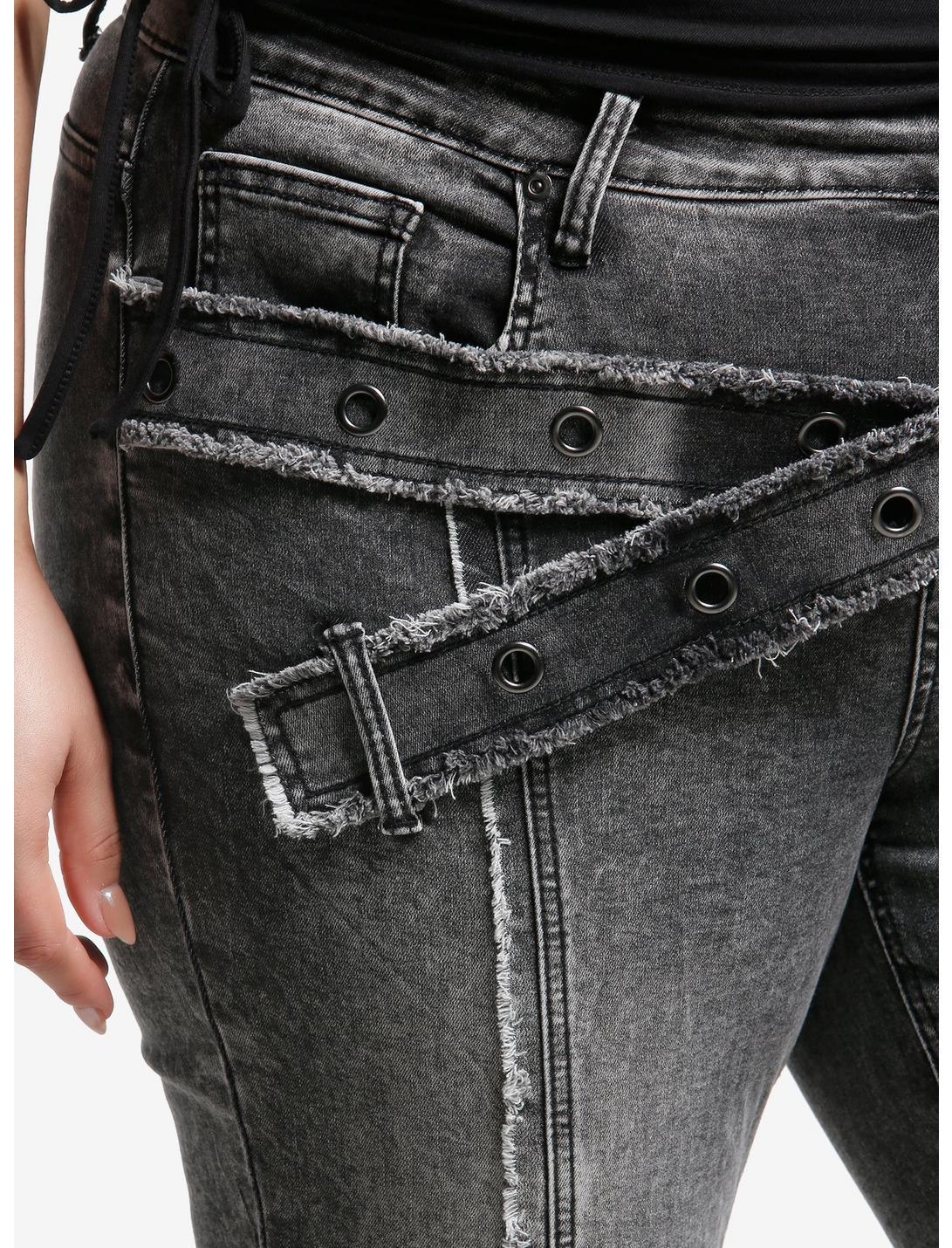 Faded Black Frayed Flare Jeans Plus Size Product Image