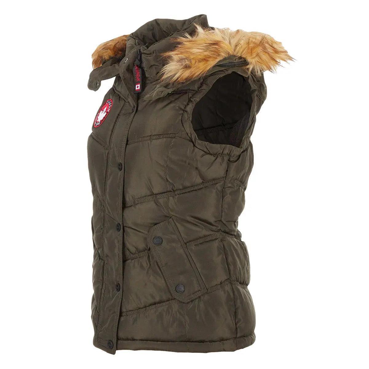 Canada Weather Gear Women's Puffer Vest with Faux Fur Trim Hood Product Image
