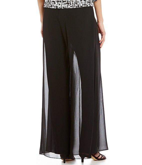 Alex Evenings Georgette Chiffon Wide Leg Mid Rise Flowy Pants Product Image