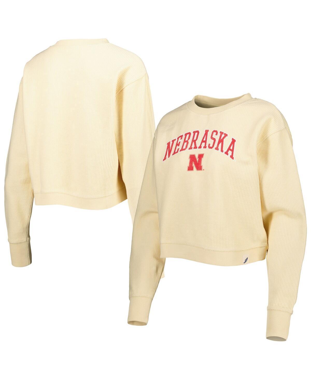 Women's League Collegiate Wear Cream Nebraska Huskers Classic Campus Corded Timber Sweatshirt, Size: Large, Beige Product Image