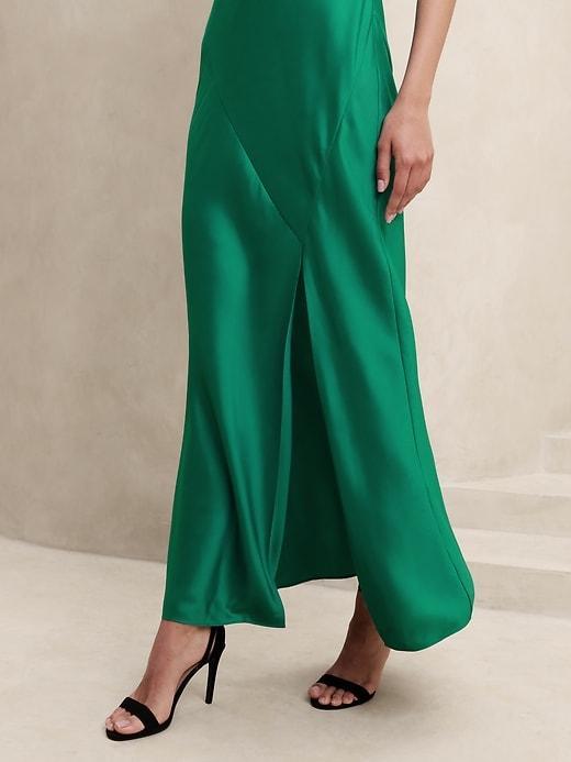 Silky Twill Slit Maxi Dress Product Image