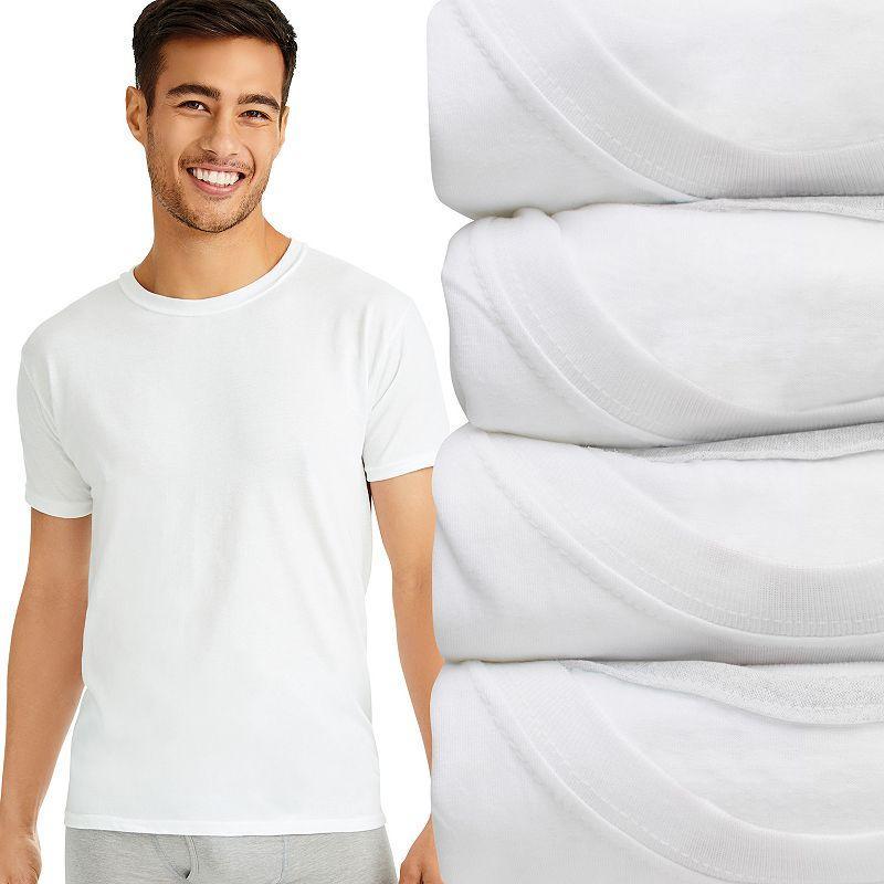 Hanes Ultimate 4-Pack Mens Slim-Fit Crewneck Undershirt Product Image