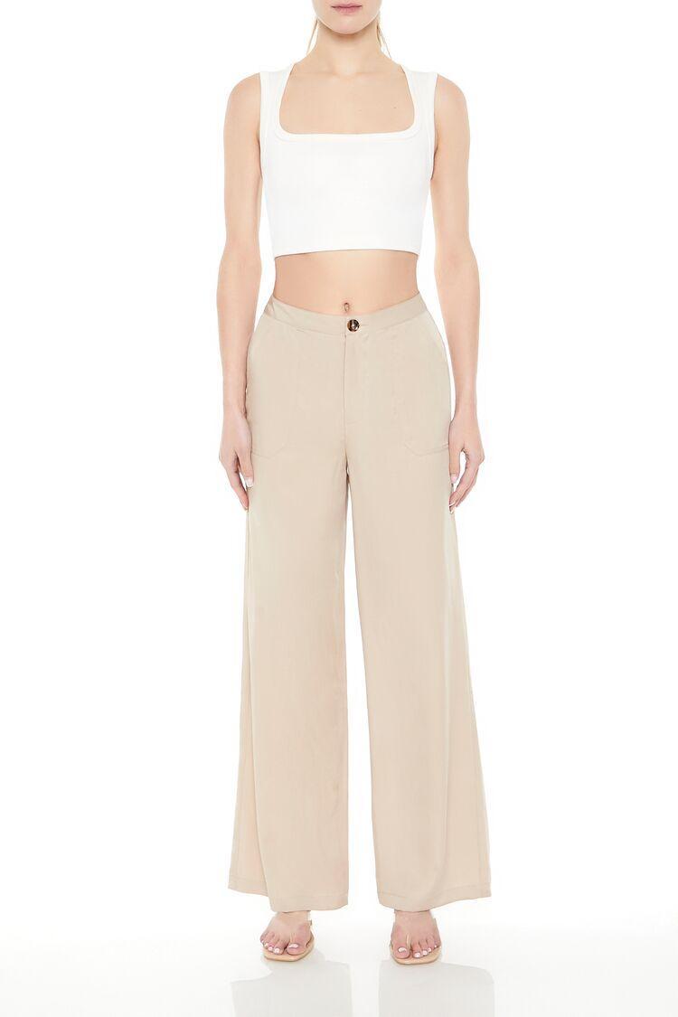 Twill Wide-Leg Trouser Pants | Forever 21 Product Image