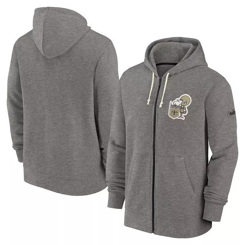 Men's Nike Heather Charcoal New England Patriots Historic Lifestyle Full-Zip Hoodie, Size: Small, Grey Product Image