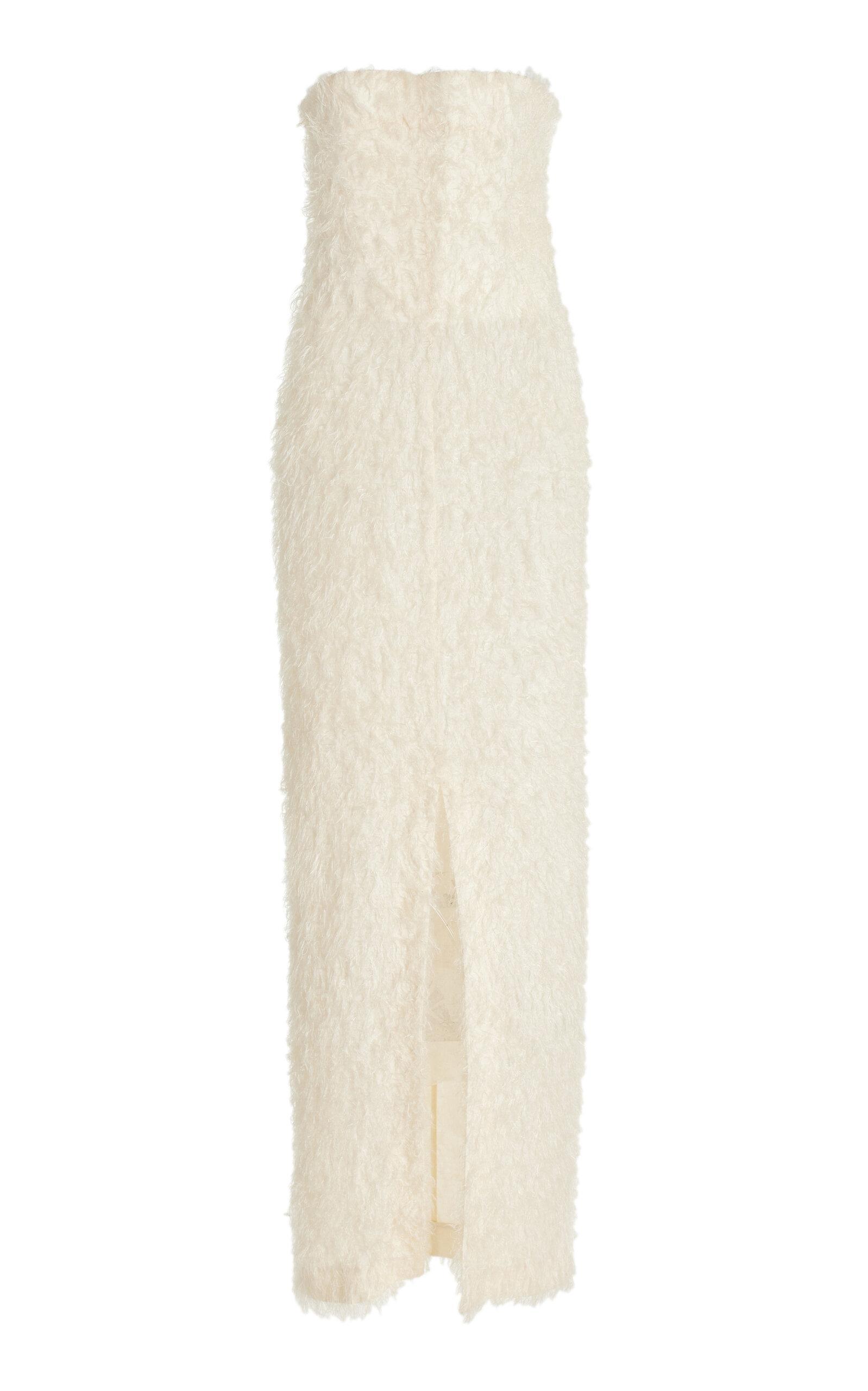 TOTÊME Off-white Strapless Fil Coupé Maxi Dress In Ecru Product Image